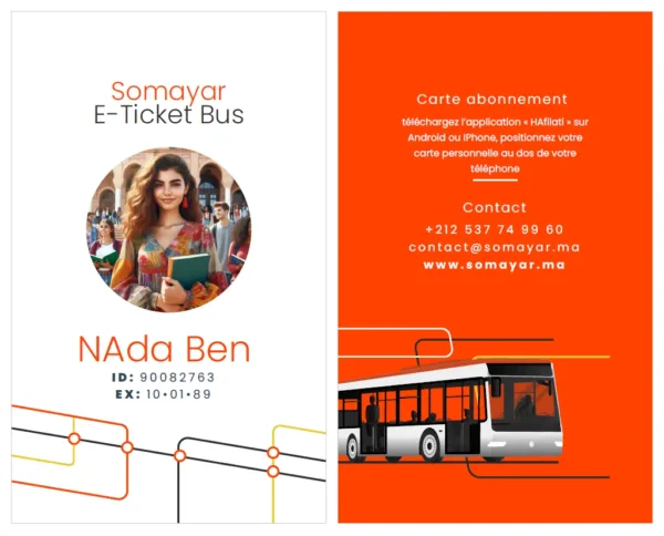 Carte d'abonnement pour la billetterie bus