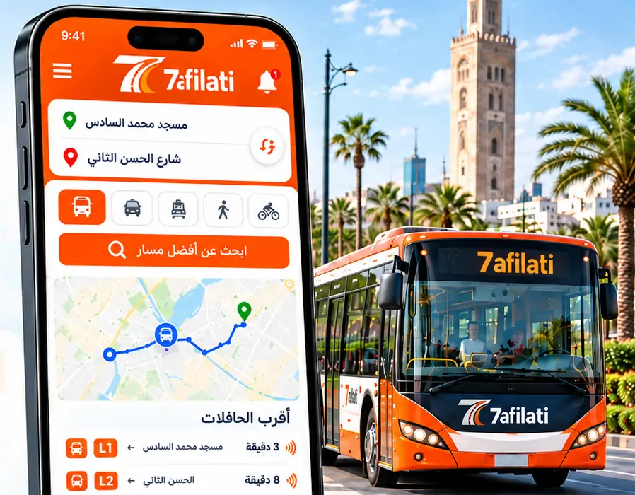 Usager consultant l'application 7AFILATI pour suivre son bus en temps réel à l'arrêt